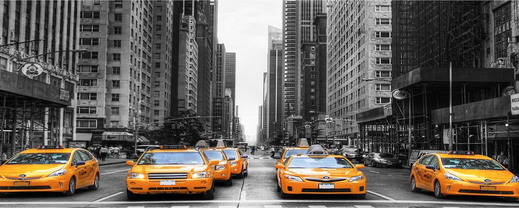 Tulup Küchenrückwand Spritzschutz aus Glas -125x50 -Spritzschutz auf gehärtetes Glas Deko Fahrzeuge Taxis New York