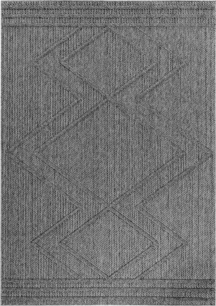 Villa Möbel Pativa Terrasse, Garten, Balkon-Teppich, Outdoorteppich, Boho-Design, Farbe:Grau, Grösse:120x170 cm