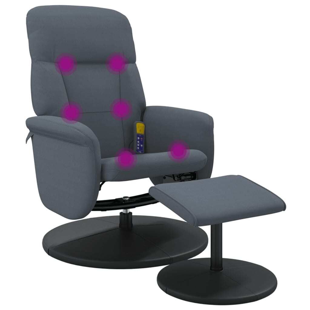 vidaXL Massagesessel mit Fußhocker Dunkelgrau Samt Produktbild 