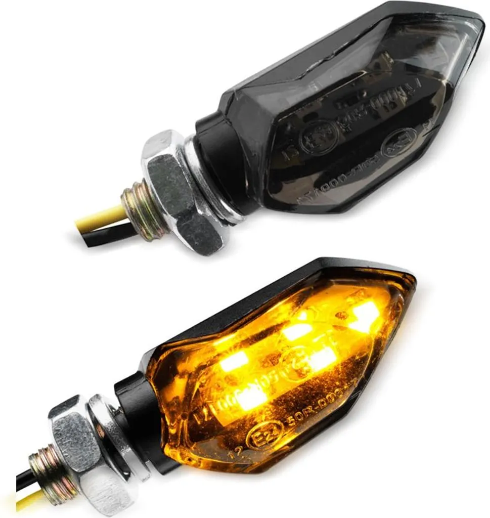 Indicatori a LED per moto # TX12 E-mark 2 pezzi neri colorati