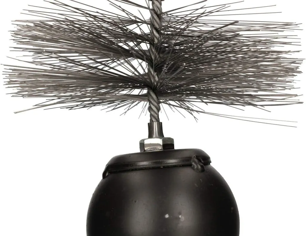 KOTARBAU scopa per camini SET 250 mm, lunghezza corda - 22 m scopa per camini MOLLA IN ACCIAIO TENSIONE PESO corda di trazione asta flessibile scopa per fuliggine asta di spinta spazzola per camini set pulizia mattoni - 5