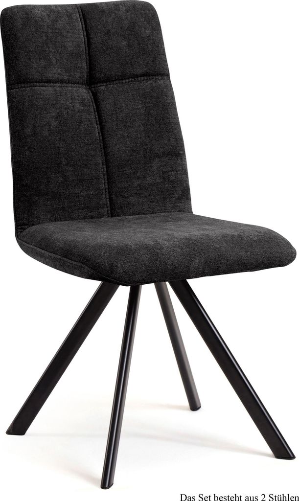 Esszimmerstuhl (2er-Set) Davyd 47x92x60 Schwarz/Anthrazit
