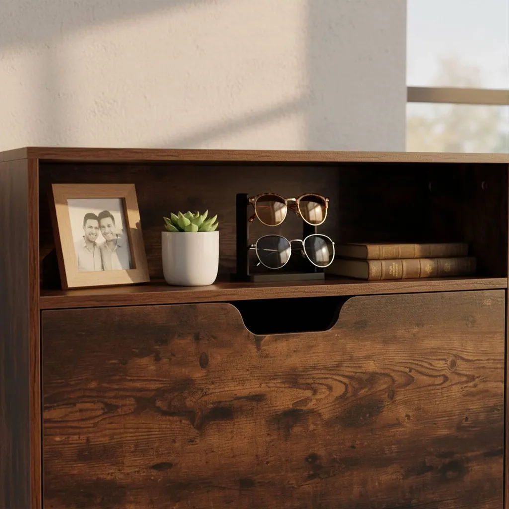 Armoire à chaussures gain de place avec abattants et rangement modulable