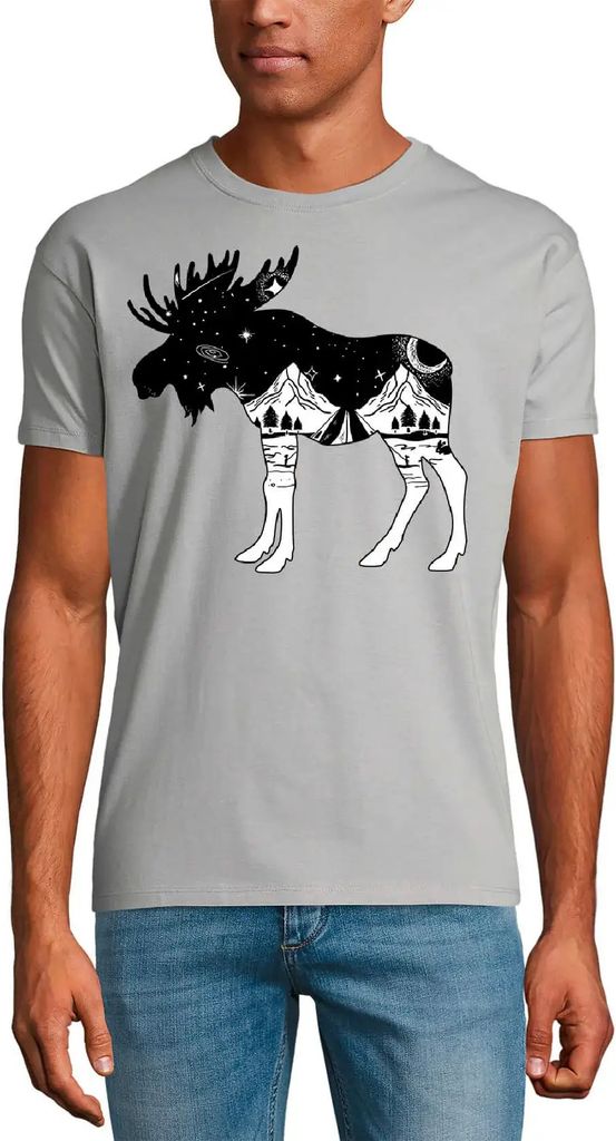 Herren Grafik T-Shirt Elchwanderung – Moose Hiking – Öko-Verantwortlich Vintage Jahrgang Kurzarm Lustige Druck Geburtstag Geschenk Mann
