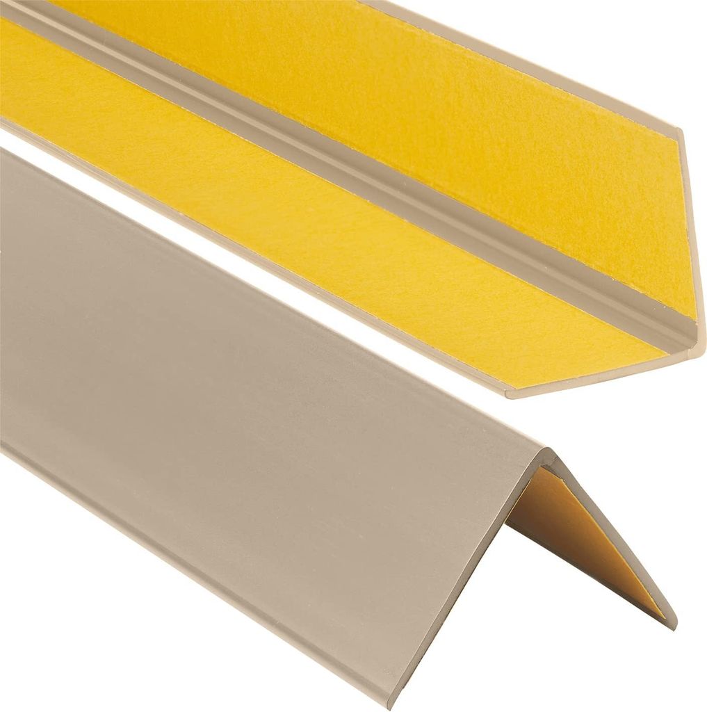 ProfiPVC Winkelprofil Selbstklebend Kunststoffwinkel aus PVC-Gummi, elastischer Kantenschutz, Eckschutzprofil, einfache Montage - 50x50mm 1 m, Beige