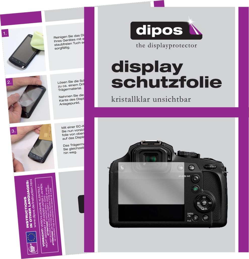 6x Schutzfolie für Panasonic Lumix DMC-FZ82 klar Displayschutzfolie Folie Display Schutz dipos