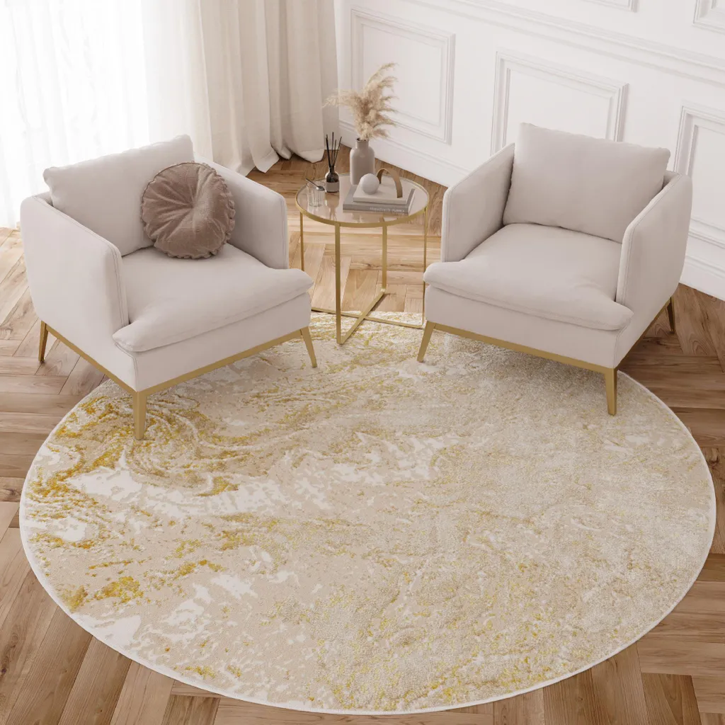 Tapis Chic CRYSTAL Beige Or 160 cm - Finition Brillante et Moderne