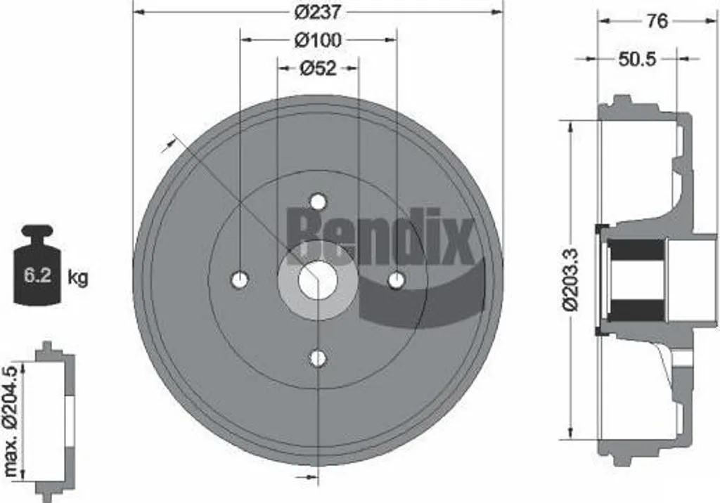 Éliminez les Bruits de Freinage - Tambour Bendix BDM1128 pour Clio III
