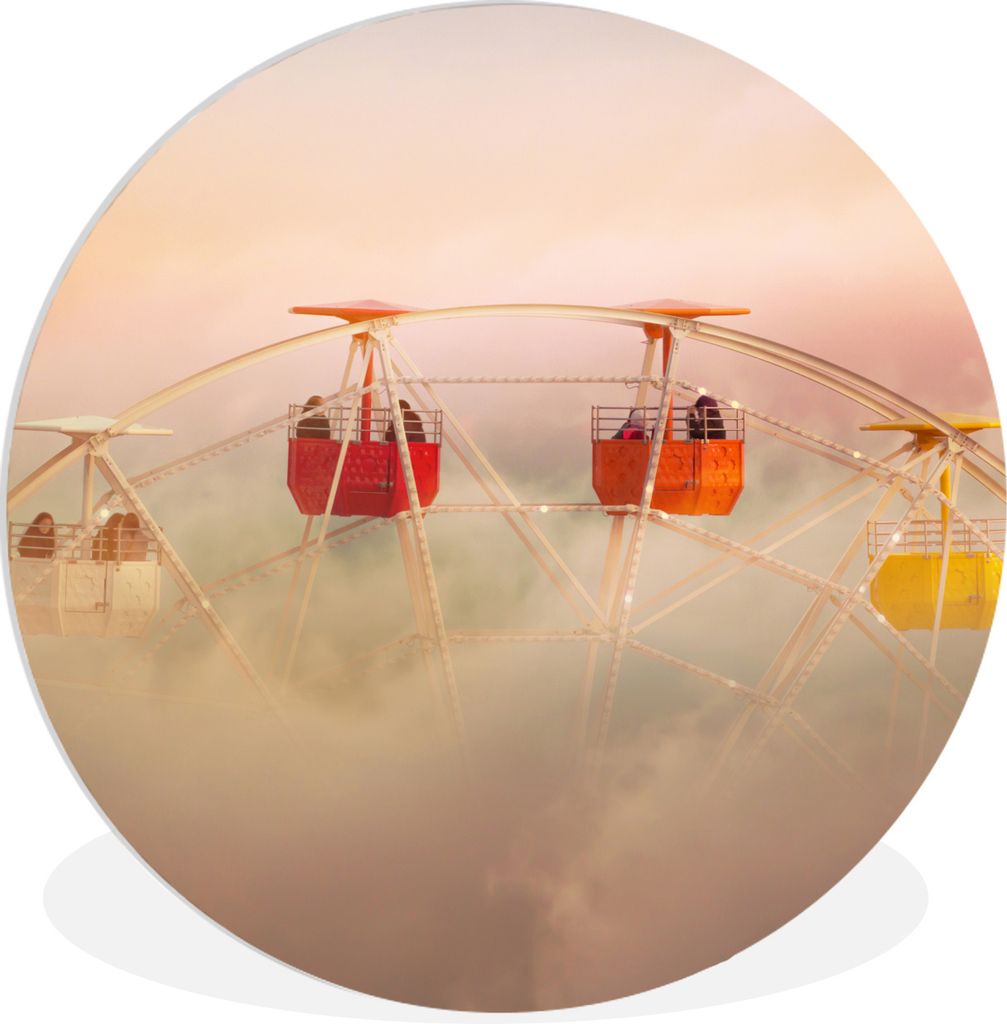 MuchoWow Rundes Wandbild - Runde Bilder Riesenrad - Regenbogen - Himmel - Abstrakt Ø 90 cm Kreis Wanddekoration Kunststoff - Wandkreis - Wandsch...