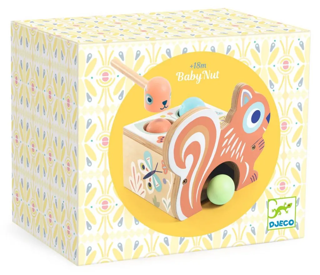 Jouet d'éveil sonore BabyNut Djeco en bois naturel et perles colorées