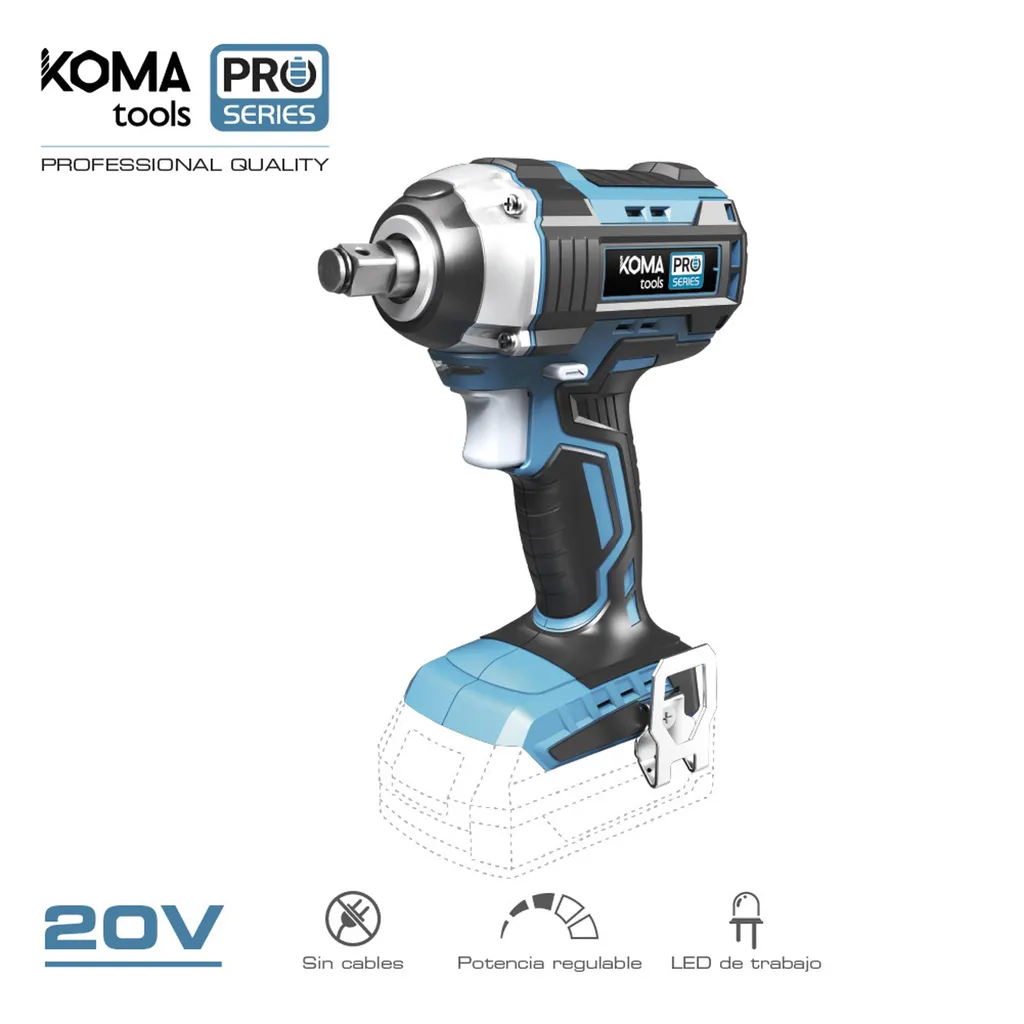 Clé à chocs 20V moteur Brushless Koma Tools, couple puissant et sans charbon