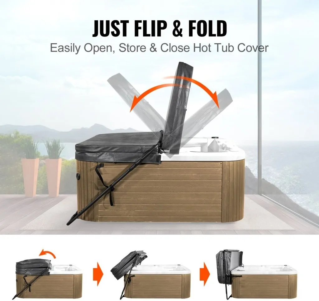 Support de Couverture Spa Étanche et Durable - Hauteur Réglable Noire