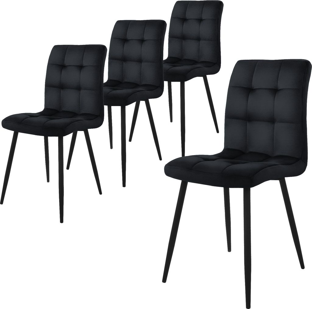 ML-Design 4er Set Esszimmerstuhl mit Rückenlehne, Schwarz, Produktbild 