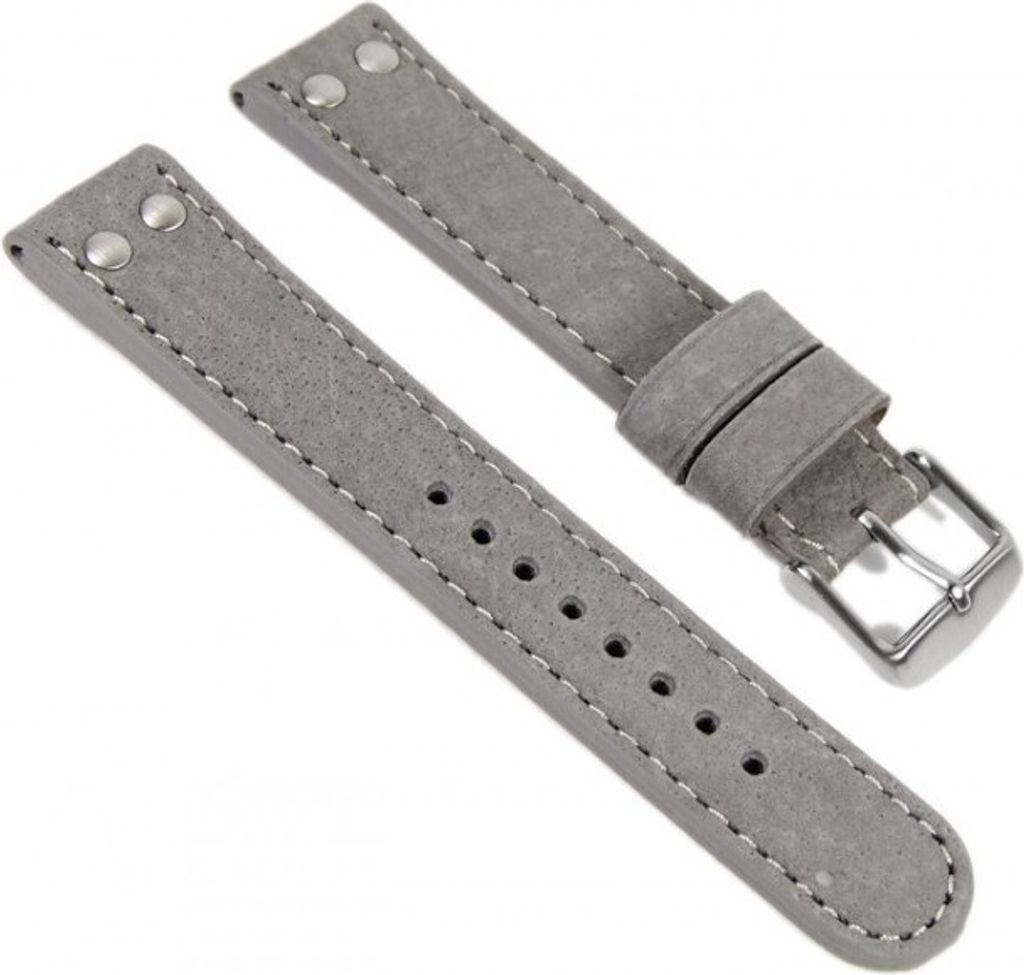 Wasserbüffel Ersatzband Uhrenarmband Leder 20mm Grau 954520