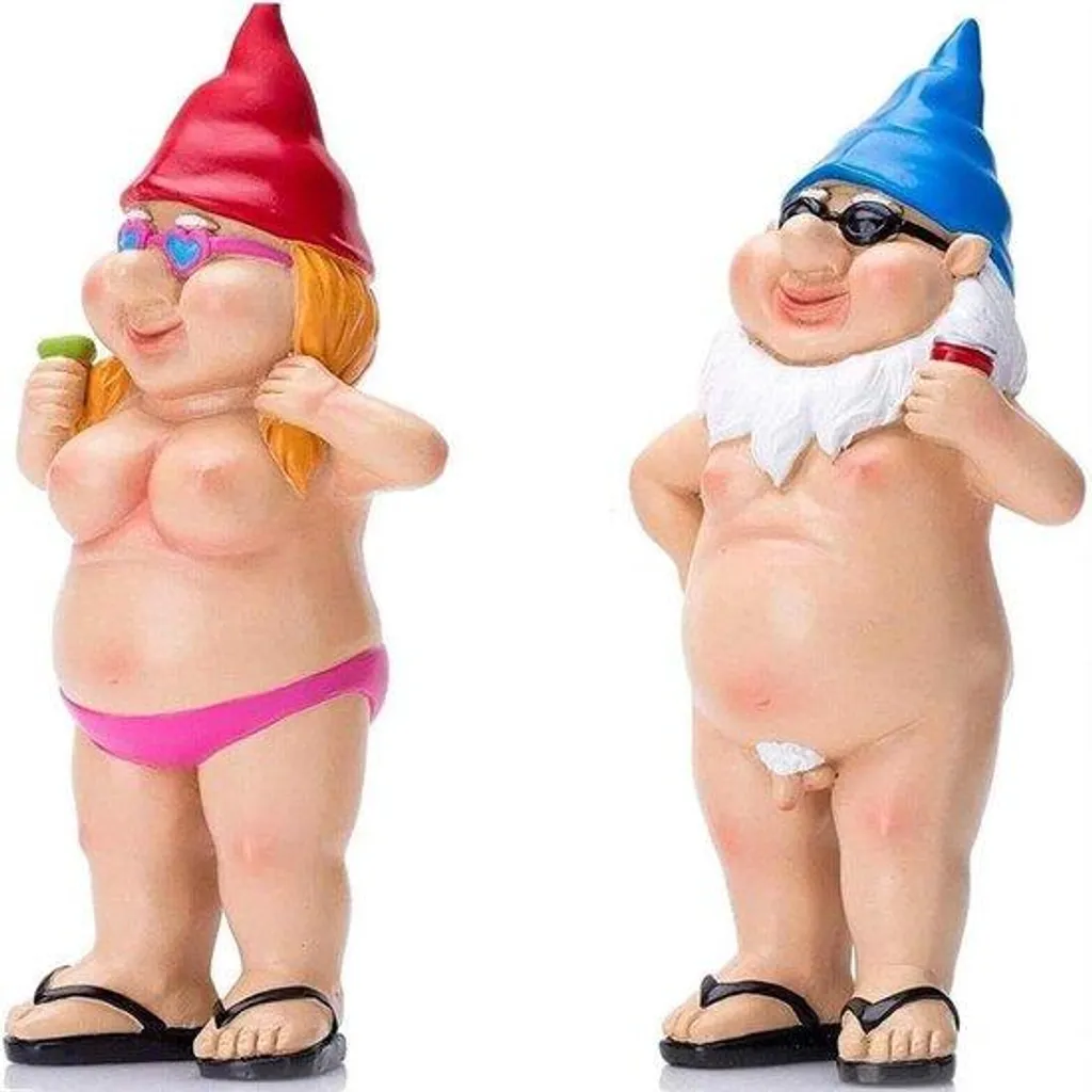 Lot de 2 nains de jardin en plastique premium déco extérieure Modèle N1