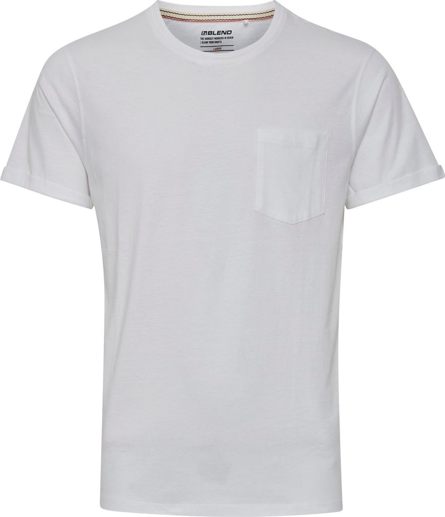 BLEND Rundhals T-Shirt Stretch Kurzarm Shirt Einfarbiges Basic aus Baumwolle Größe: XL