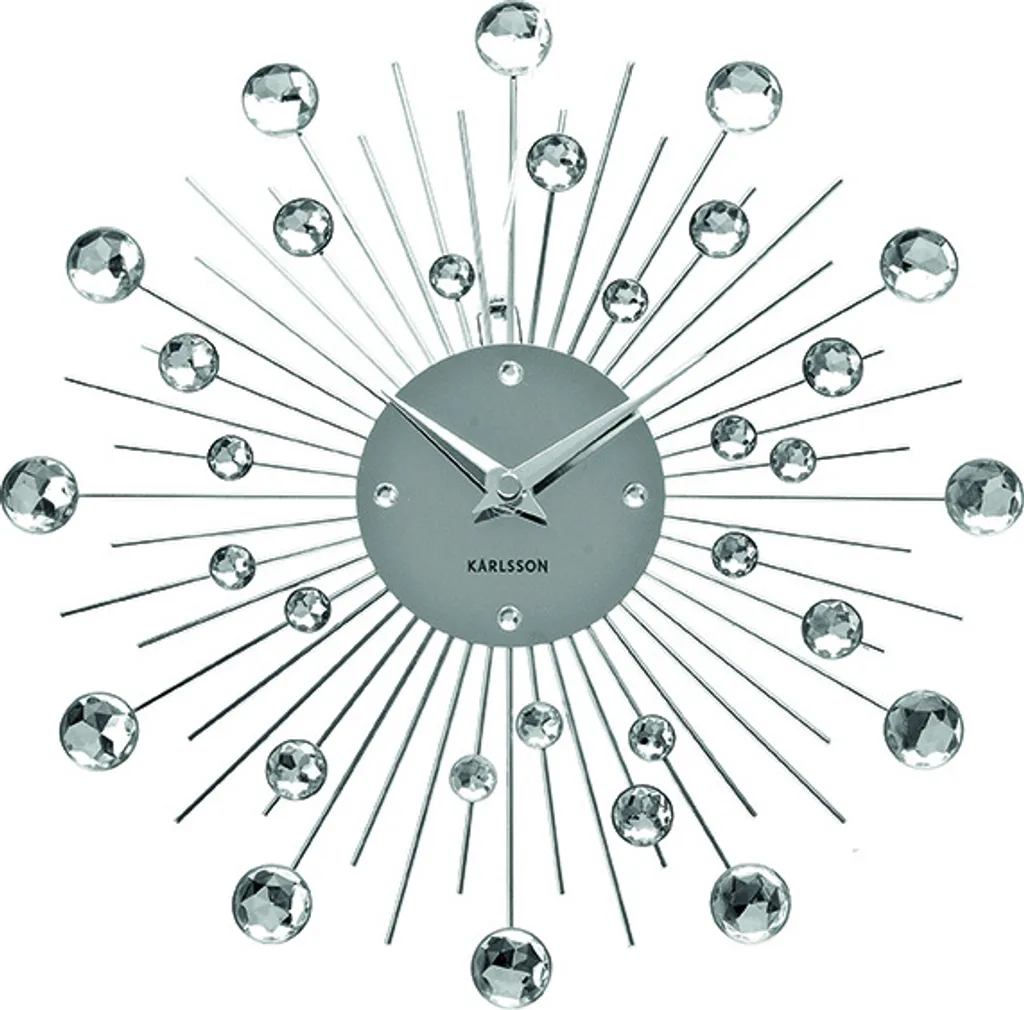 Horloge Karlsson Argentée Medium : Design Sunburst Métallique Chic