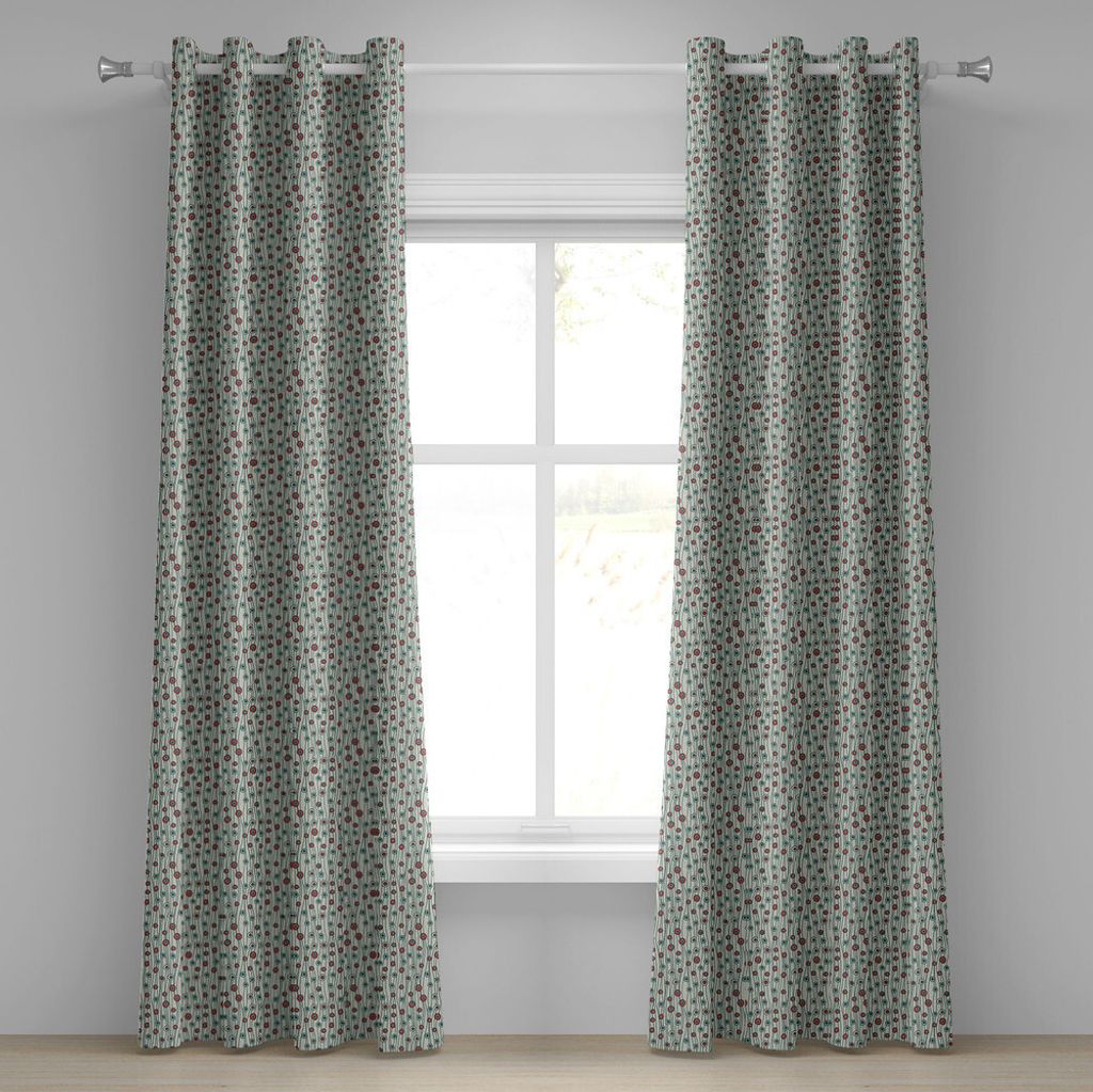 ABAKUHAUS Geometrisch Ösenvorhang, Vertikale Linien Streifen mit kreisförmigen Formen Funky Artistic Faded Colors, Dekorative 2-Panel-Fenstervorh...