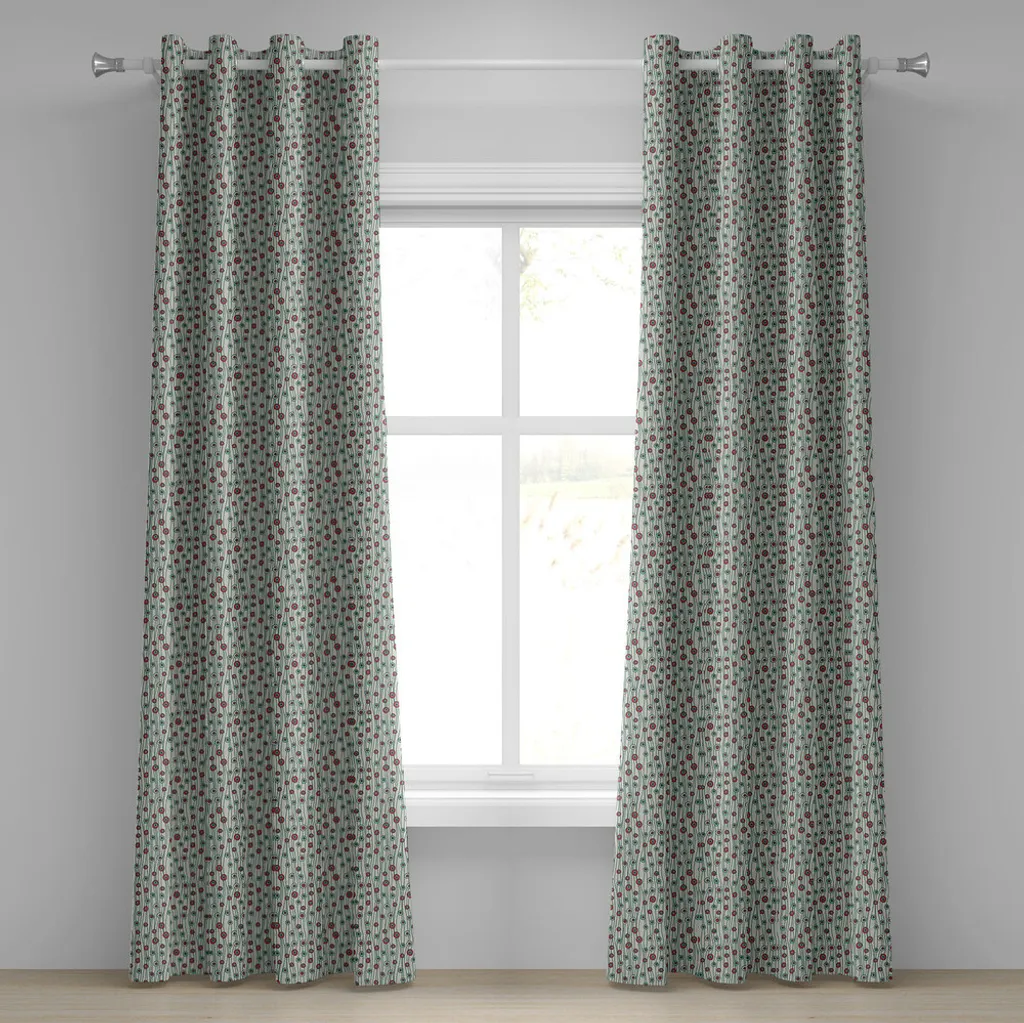 ABAKUHAUS Tenda con occhielli geometrica, strisce verticali con forme circolari Funky Artistic Faded Colors, tende decorative a 2 pannelli, 280 cm x 225 cm, marrone crema Seafoam