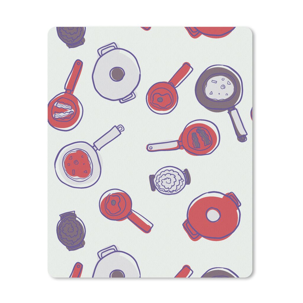 MuchoWow Mauspad Mousepad Muster - Kochen - Pfanne - Lebensmittel 30x40 cm - Mousepads - Maus Mat - Pad - Mausunterlage - Mausmatten