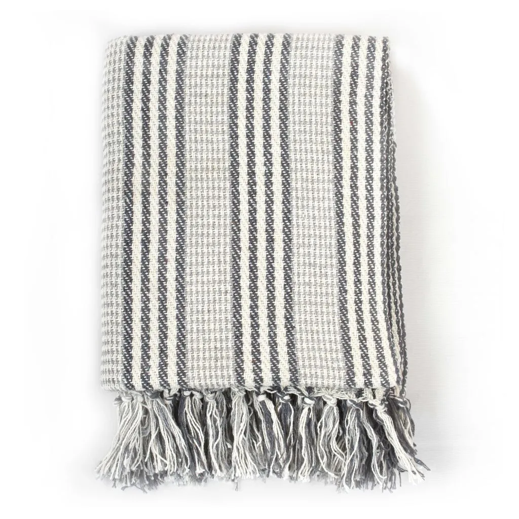 vidaXL Lancio in Cotone a Righe 220x250 cm Grigio Bianco | Granfoulard