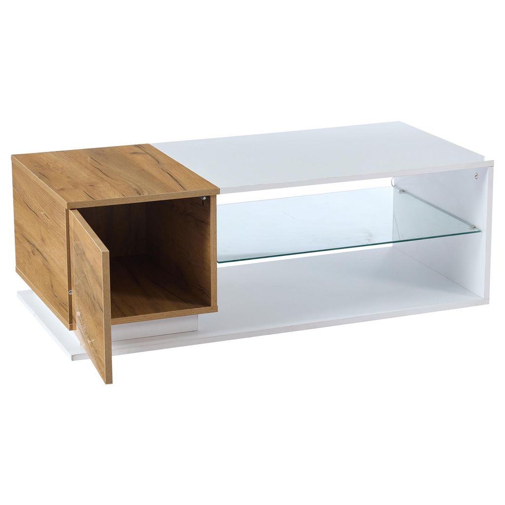 Merax LED-Couchtisch Hochglanz 105x50 cm, Sofatisch mit Produktbild 