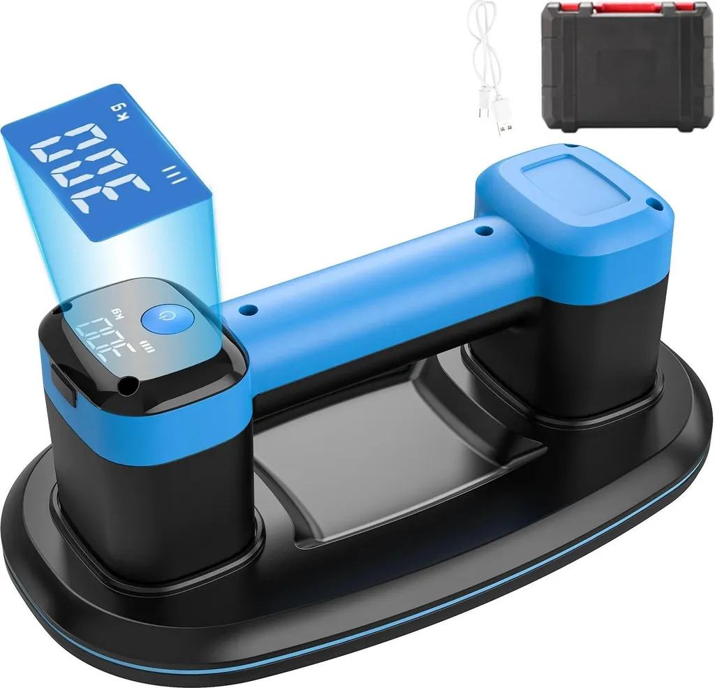 Ventosa elettrica a vuoto, portata 300 kg, ricarica USB, blu