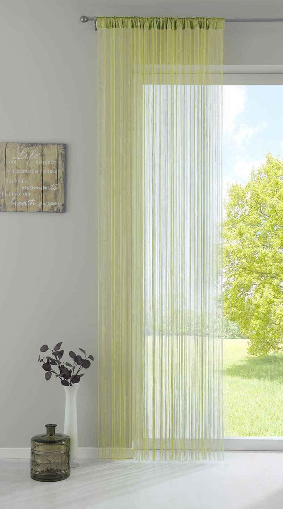 Fadengardine , HxB 250x140 cm, Apfelgrün mit Tunneldurchzug Produktbild 