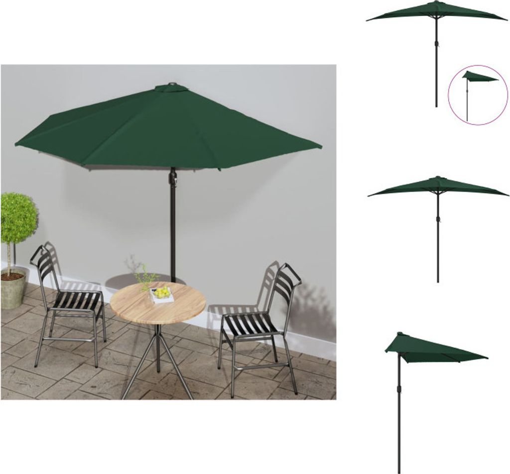 vidaXL Balkon-Sonnenschirm mit Alu-Mast Grün 300x155 cm Produktbild 