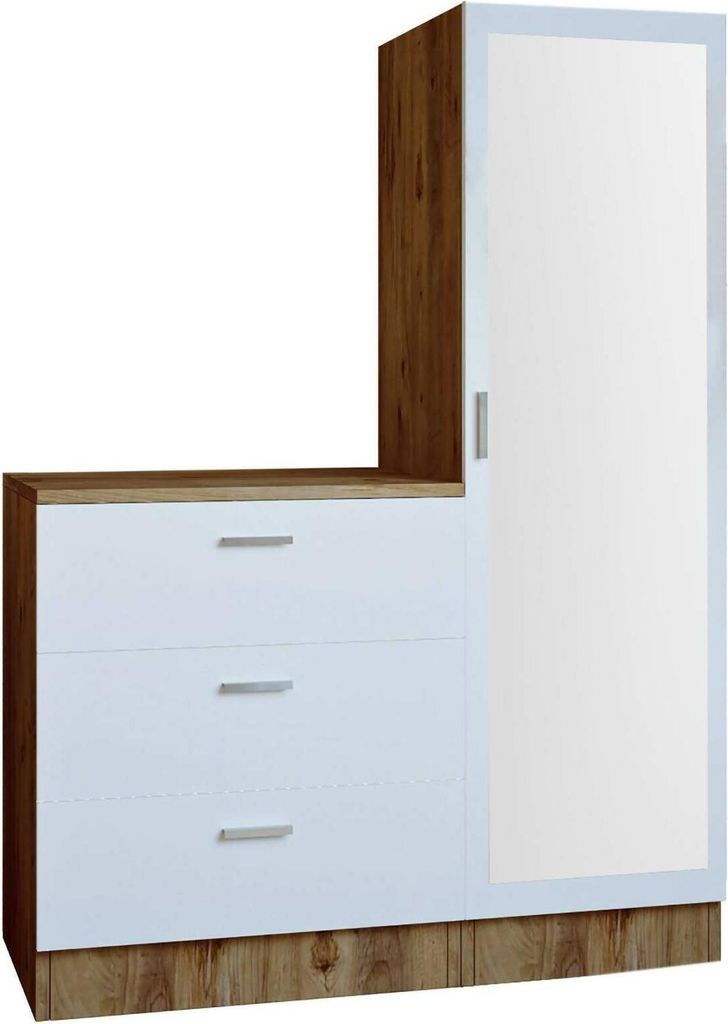 Eingangsmöbel Dmarango, Moderner Eingang, Wandgarderobe, Multifunktions-Aufbewahrungskonsole, 60x47h72 cm, Eiche und Weiß