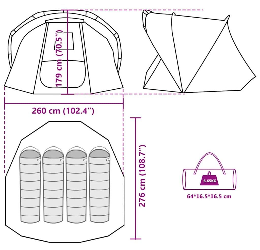 vidaXL Tent voor 4 personen, bruin, waterdicht Productafbeelding 