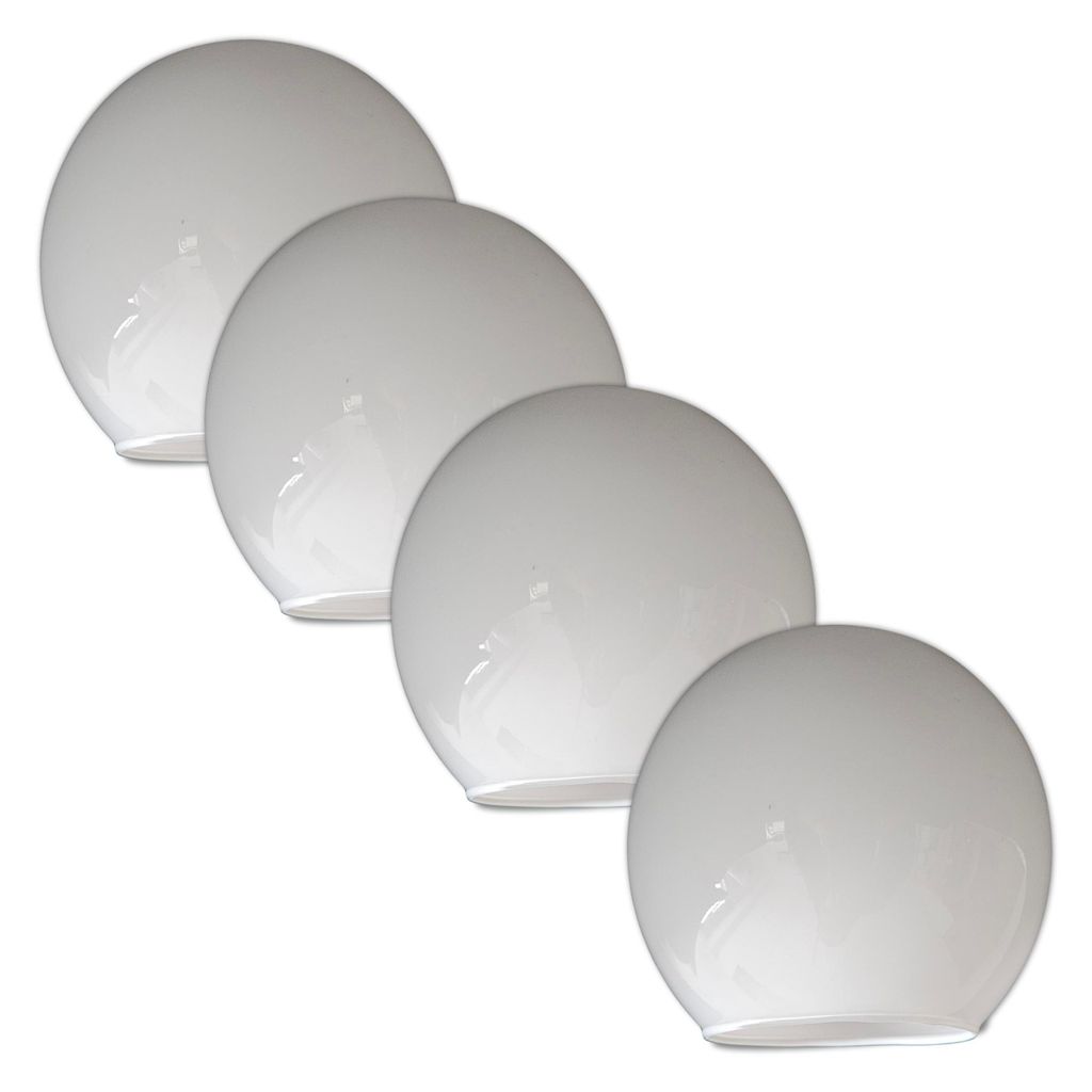 4er-Set Ersatzglas Lampenschirm Kugel Weiß – Opalglas Lampenglas rund für E14 Fassungen, Kugelförmiger Glas Ersatzschirm für Wandlampe, Decke...