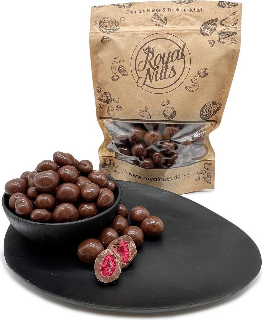 1000g Schokolierte Himbeeren mit Vollmilch Schokolade