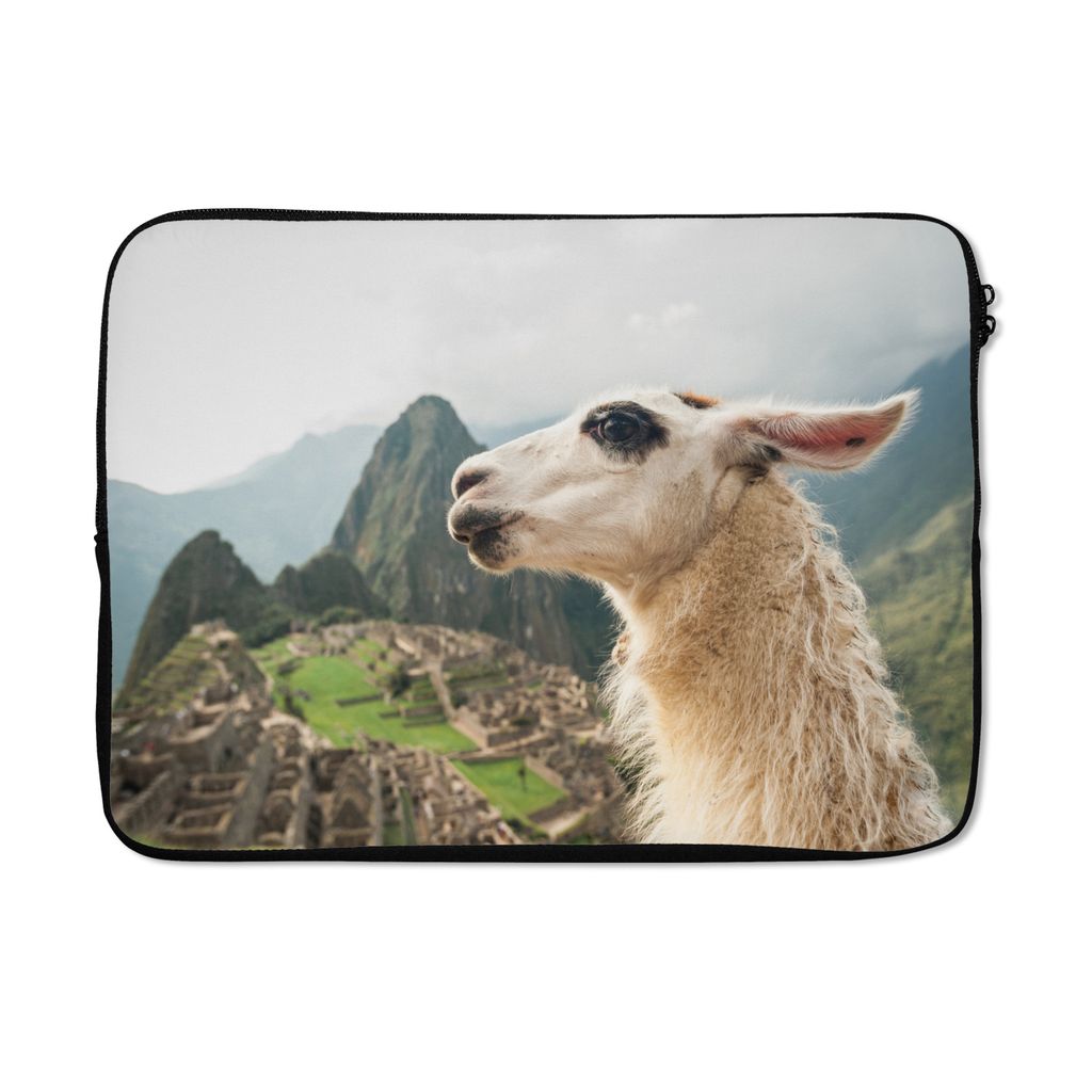 MuchoWow Laptop Hülle 13 Zoll Lama - Machu Picchu - Weiß Laptoptasche - Laptophülle - Sleeve - Rundumschutz