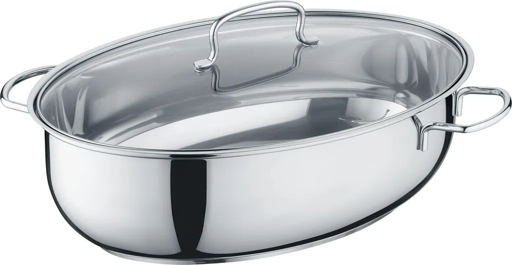 Girarrosto Ovale Acciaio Inox 38cm con Coperchio in Vetro - Offerta Online