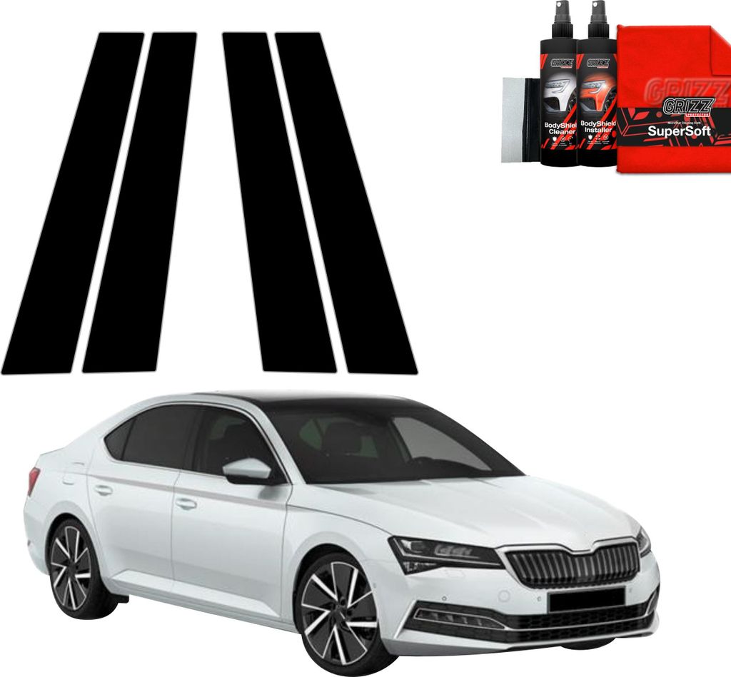 8in1 Schwarze Grizz Protector schutzfolie für B-Säule - Skoda Superb 3 Combi (2019- 2023)
