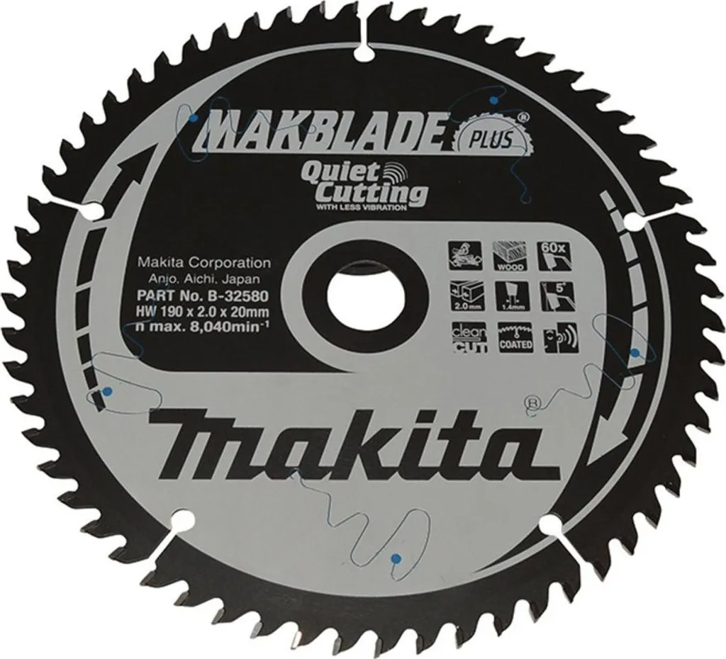 Makita MAKBLADE+ B-32580 Lame Silencieuse 190x20x60Z Spécial Bois