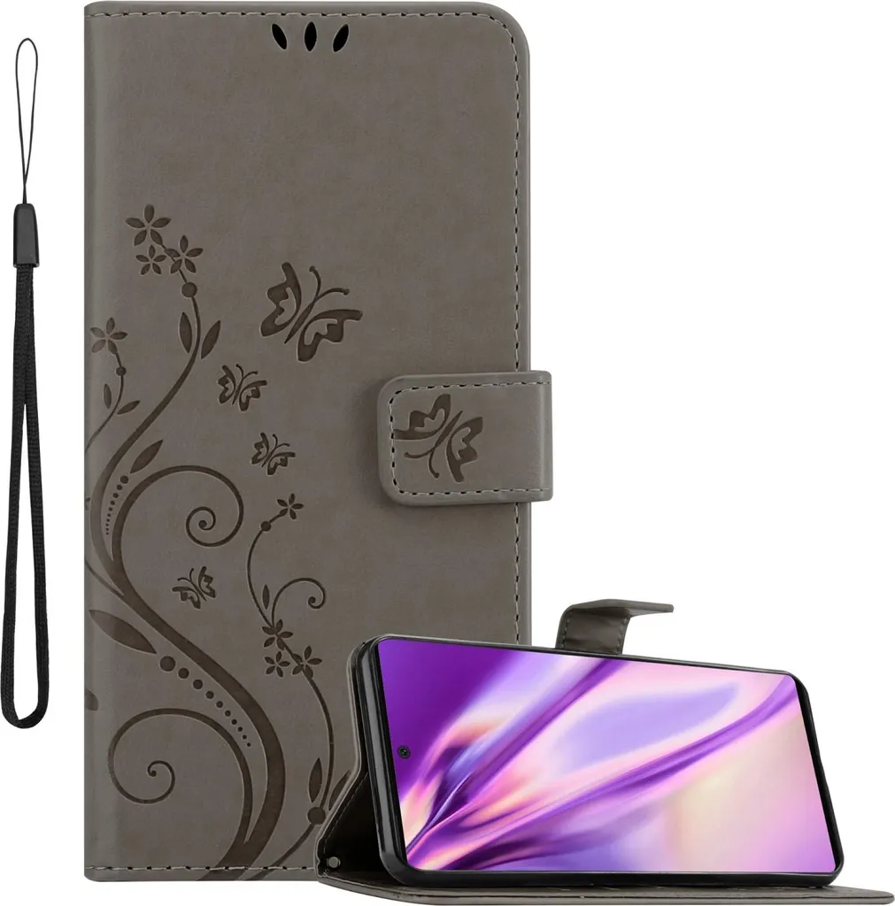 Cadorabo Cover Google Pixel 6 Pro Grigio Fiori - Custodia Libro Protezione