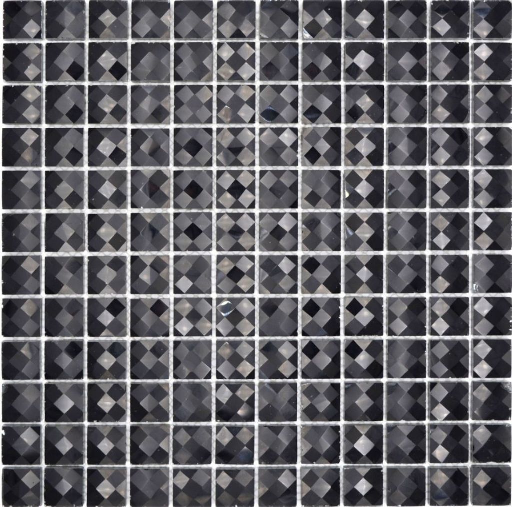 Glasmosaik QUADRAT CRYSTAL GLITZER SCHWARZ / 10 Mosaikplatten MOS130-X826_f