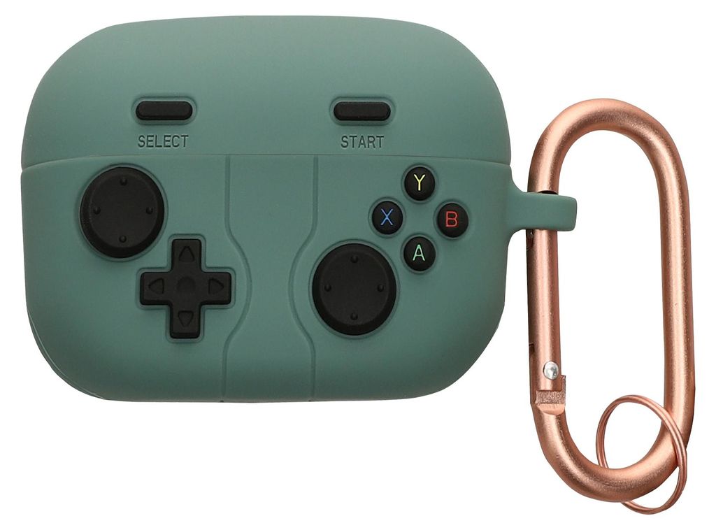 kwmobile Design Schutzhülle für Sony LinkBuds S Hülle - TPU Silikon Case für Kopfhörer Ladecase - stoßfestes Cover mit Karabiner - Grün Schwarz