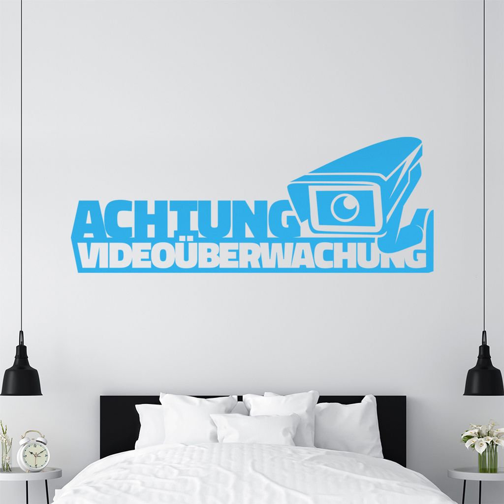 KIWISTAR Achtung Videoüberwachung! - Kamera NSA Wandtattoo in 6 Größen - Wandaufkleber Wall Sticker - Dekoration, Küche, Wohnzimmer, Schlafzimm...