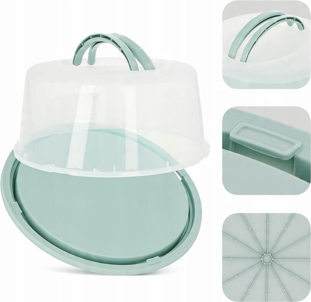 Pojemnik na ciasto okrągły 35 cm – miętowy transporter Zdjęcie produktu 