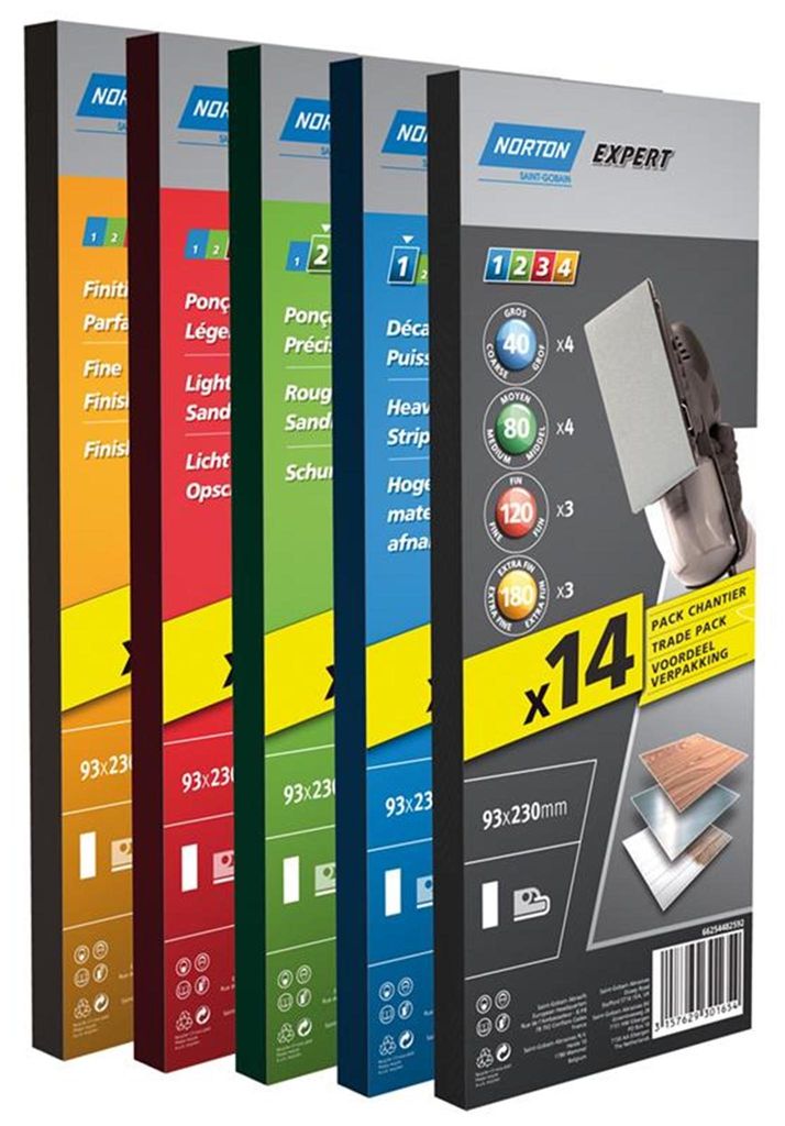 Norton Expert Schleifpapier 93x230mm K40 14er VE Ungelocht zum Einspannen