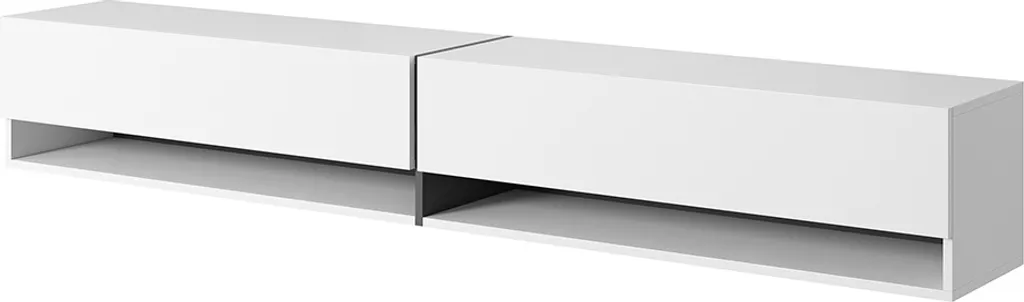 Meuble TV Mirrgo 200 cm blanc avec inserts graphite effet bicolore - 6