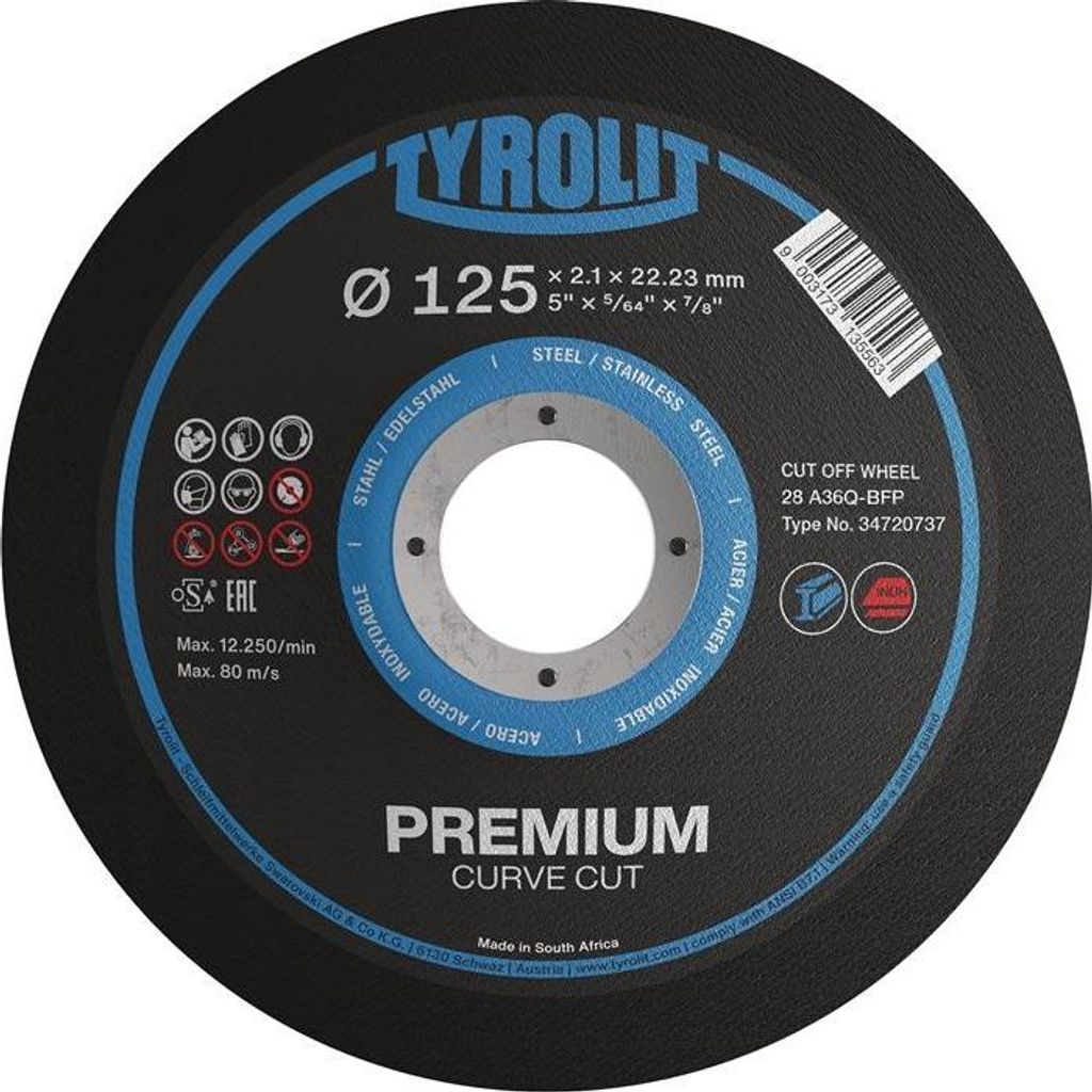 Trennscheibe PREMIUM CURVE CUT D125x2mm 28 Bohrung 22,23 mm Produktbild 