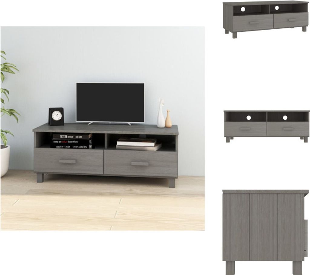 vidaXL TV-Schrank HAMAR Hellgrau 106x40x40 cm Massivholz Kiefer - TV-Möbel