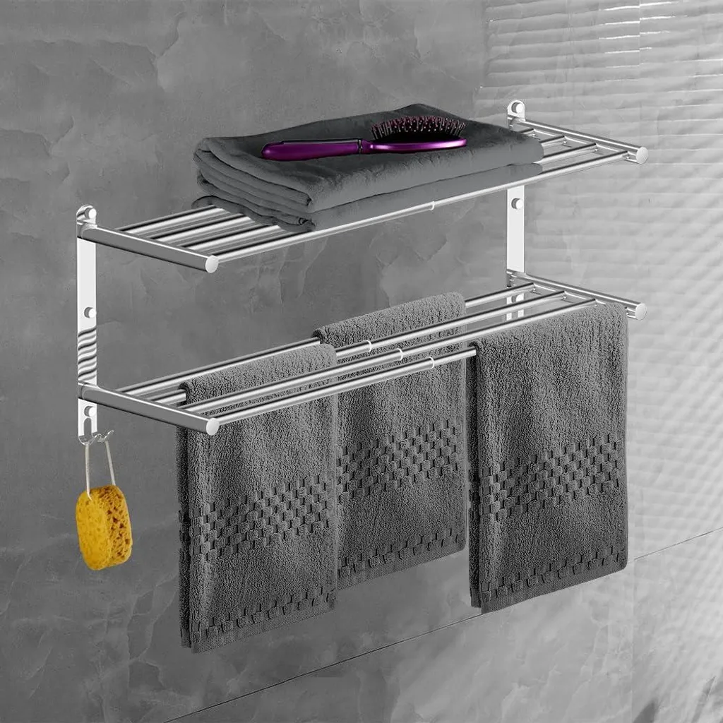 Barre de serviette extensible murale inox avec crochets pour la cuisine