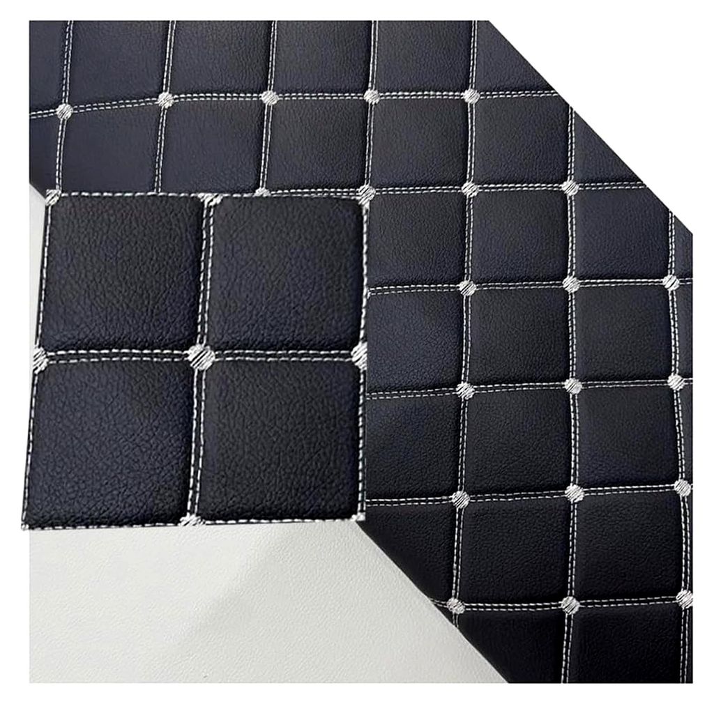 Gestepptes Kunstleder Meterware Karo Polsterstoff für DIY-Handwerk und Dekoration (Schwarz, 1,6 x 10 m)