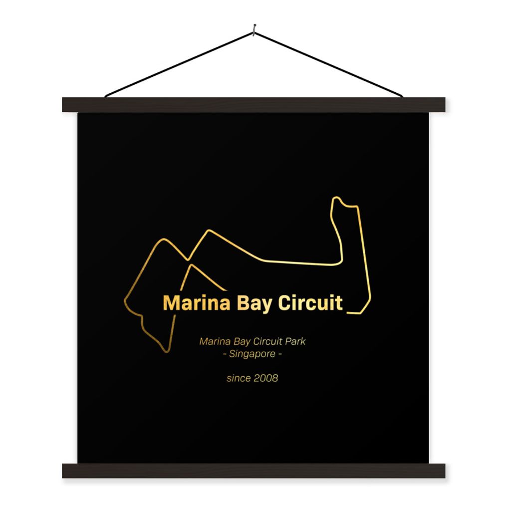 MuchoWow Textilposter Singapur - Formel 1 - Rennstrecke 120x120 cm mit schwarzem Rahmen - Aufhängungsset