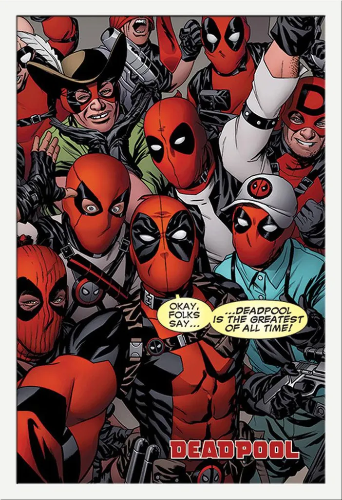 Affiche Encadrée Deadpool Selfie Cadre Photo Blanc Shinsuke 61x91,5 cm